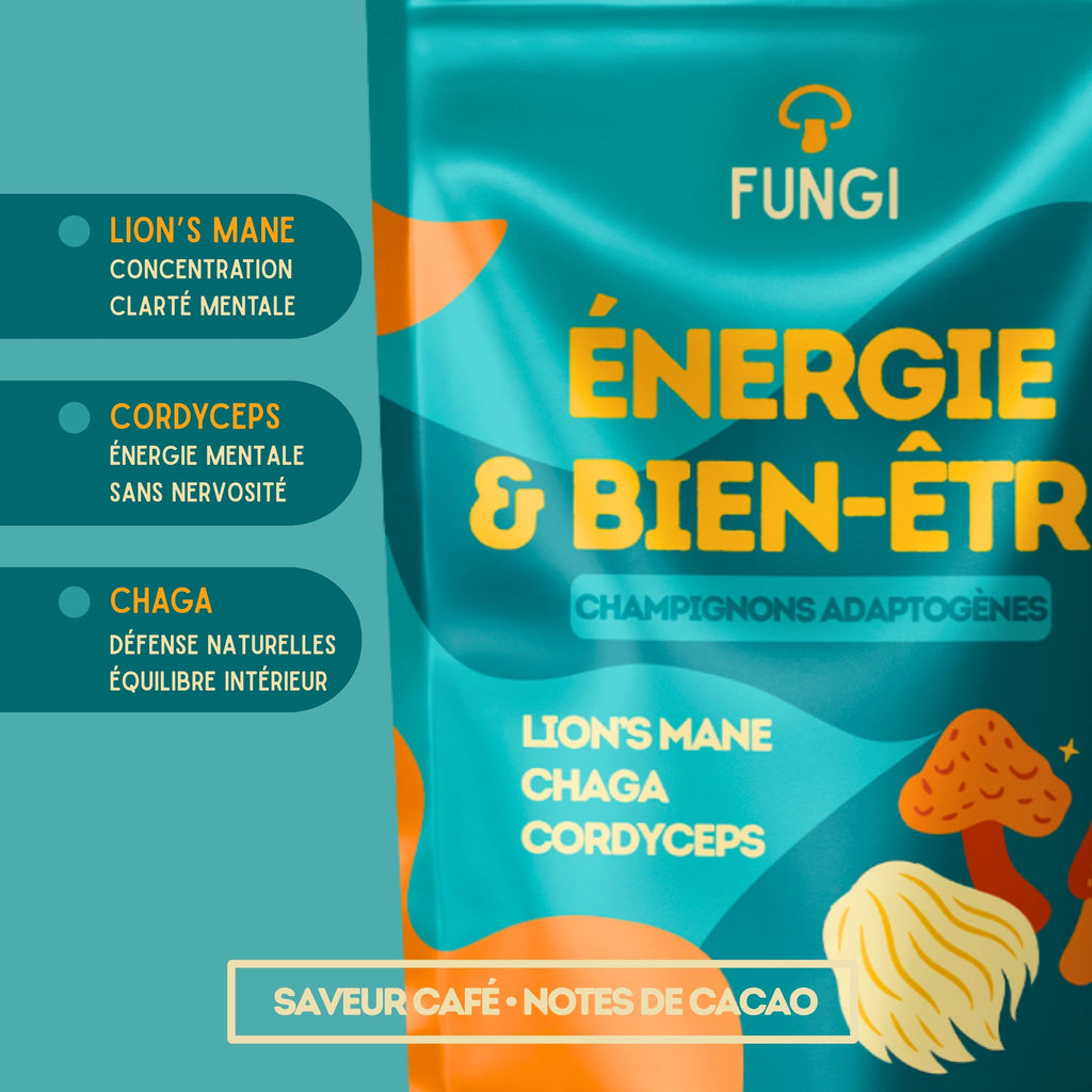 Fungi – Café nouvelle génération aux champignons adaptogènes (Cordyceps, Chaga, Lion’s Mane) – Énergie stable & goût intense