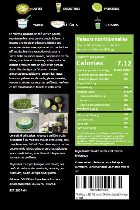 Thé MATCHA Prémium BIO